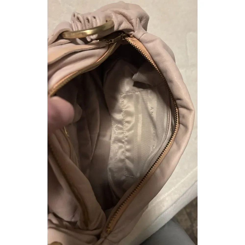 Antonio Melani Light Pink Leather Hobo Shoulder Bag Y2K New
